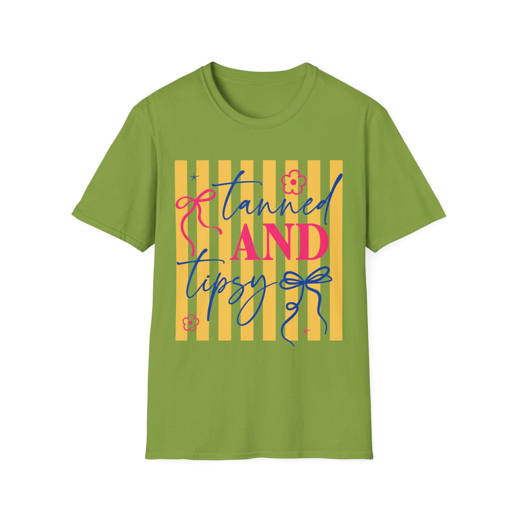 T-Shirt — "Tanned and Tidy" Striped Summer Graphic Tee