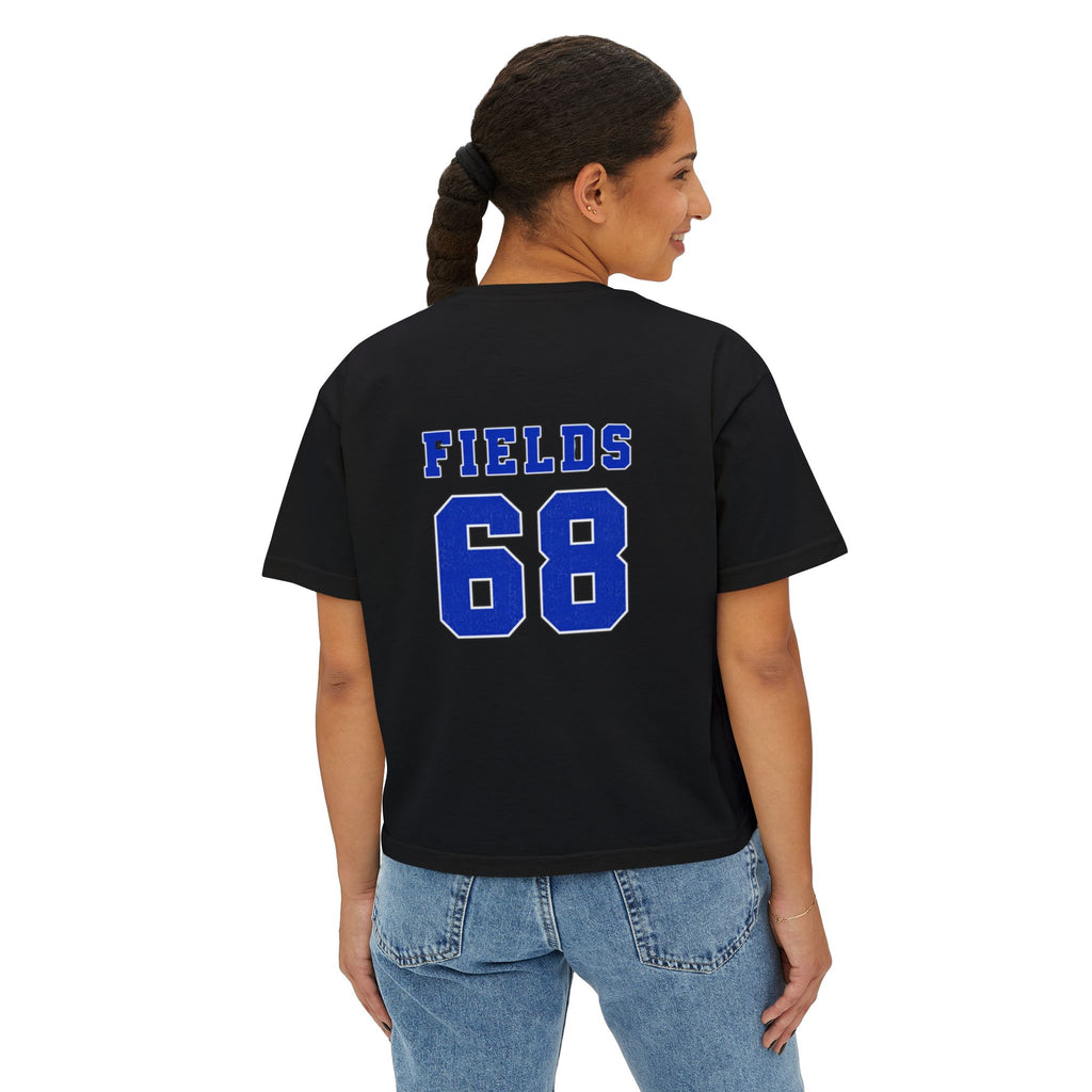 Tree Hill 68 Boxy Tee — Women's Retro Varsity Top (Fields 68 on Back)