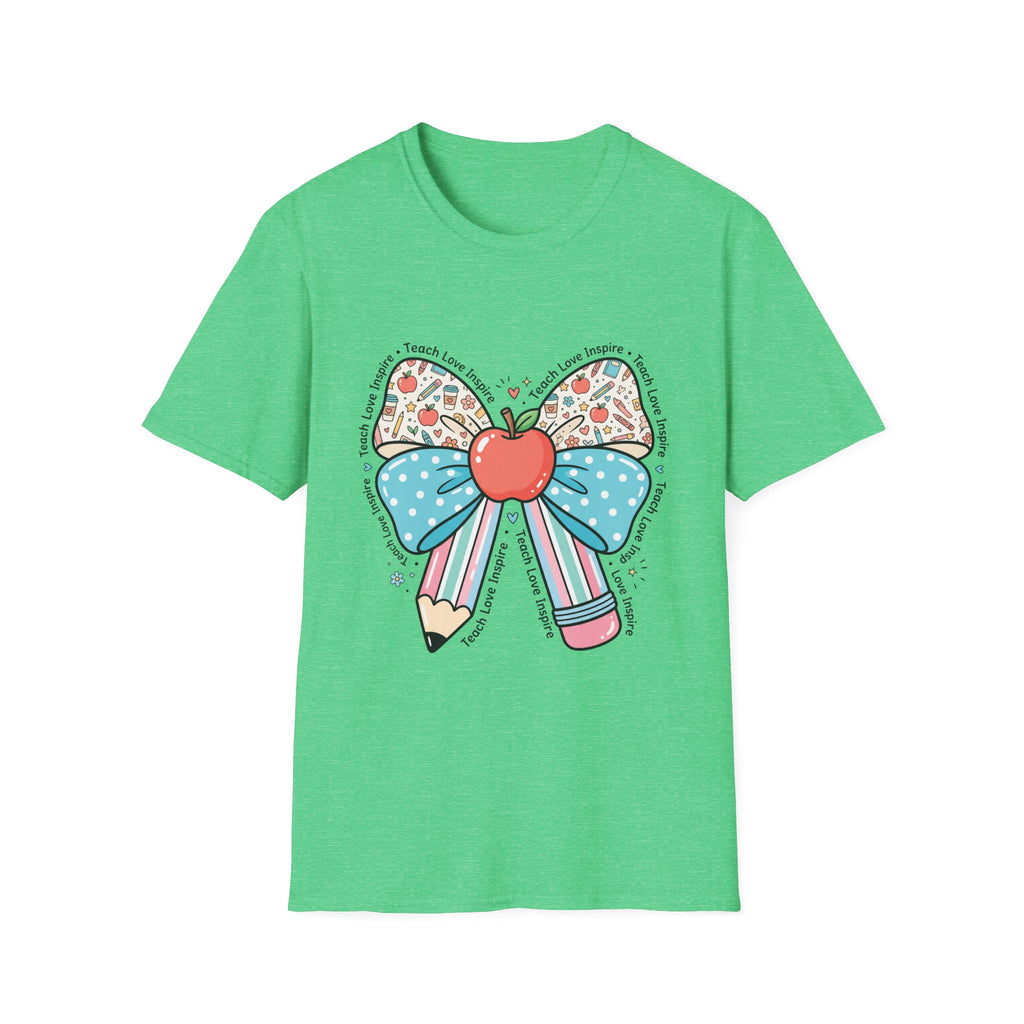 Teacher Bow T-Shirt — "Teach, Love, Inspire"