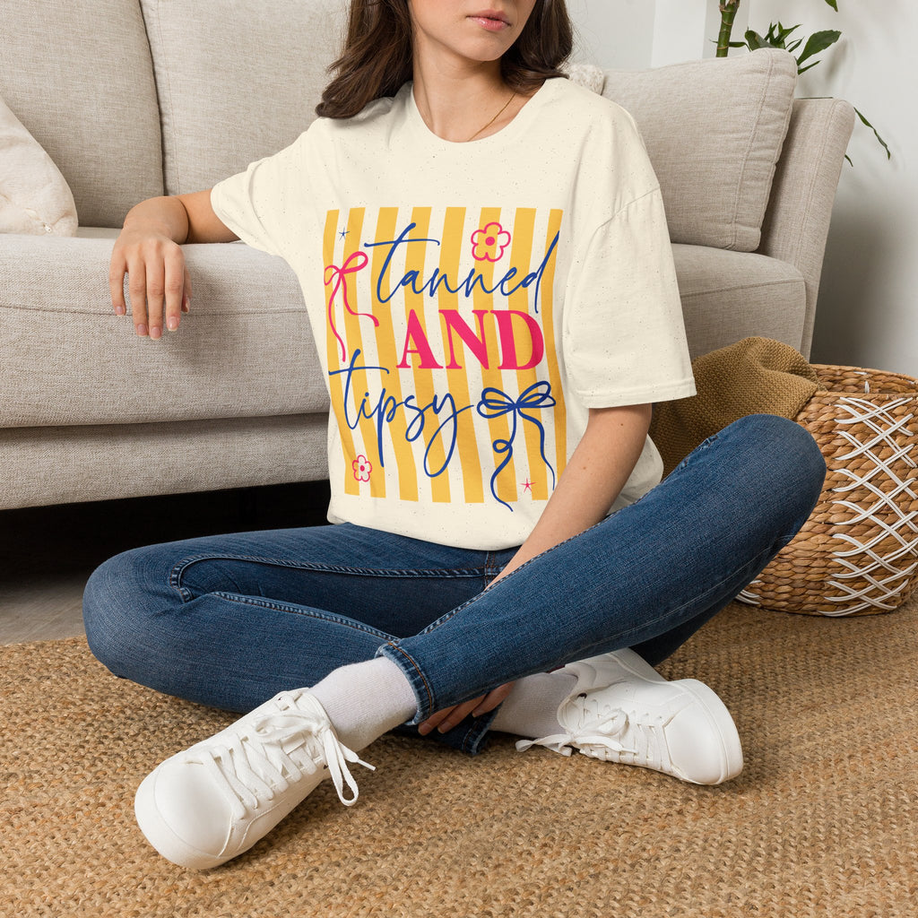 T-Shirt — "Tanned and Tidy" Striped Summer Graphic Tee
