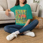 T-Shirt — "Tanned and Tidy" Striped Summer Graphic Tee