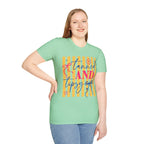 T-Shirt — "Tanned and Tidy" Striped Summer Graphic Tee