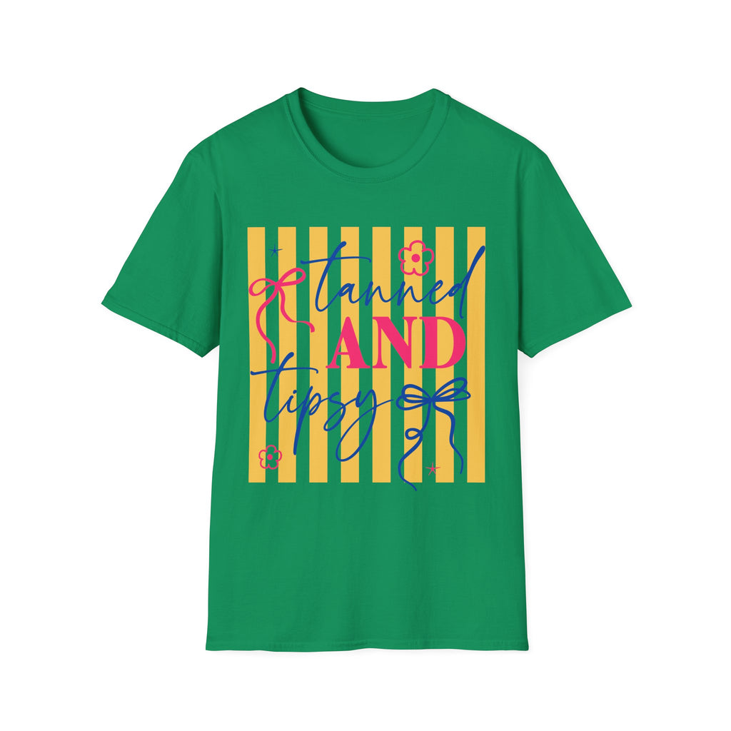 T-Shirt — "Tanned and Tidy" Striped Summer Graphic Tee