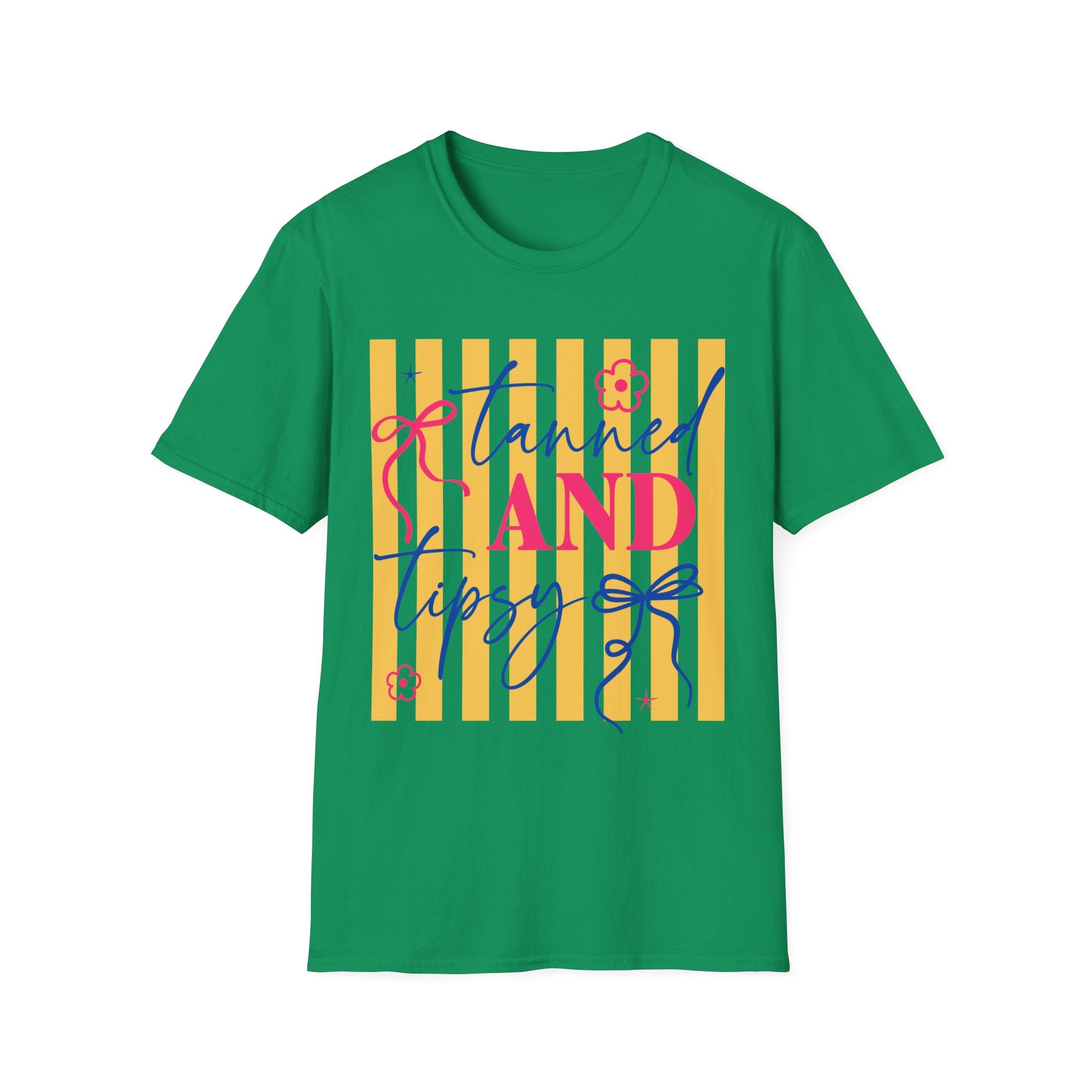 T-Shirt — "Tanned and Tidy" Striped Summer Graphic Tee