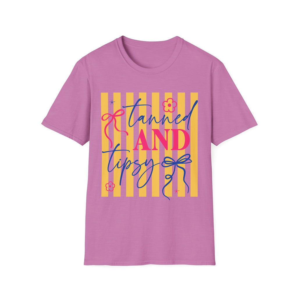 T-Shirt — "Tanned and Tidy" Striped Summer Graphic Tee
