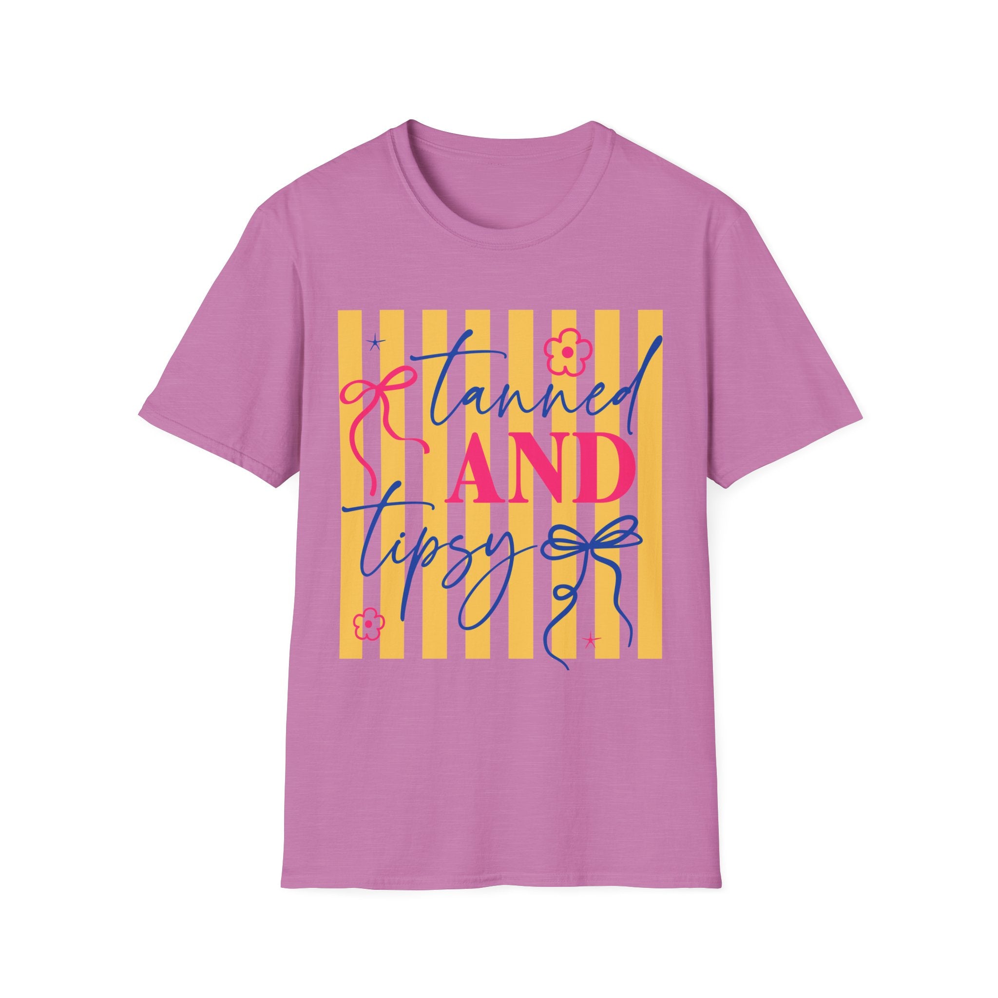 T-Shirt — "Tanned and Tidy" Striped Summer Graphic Tee