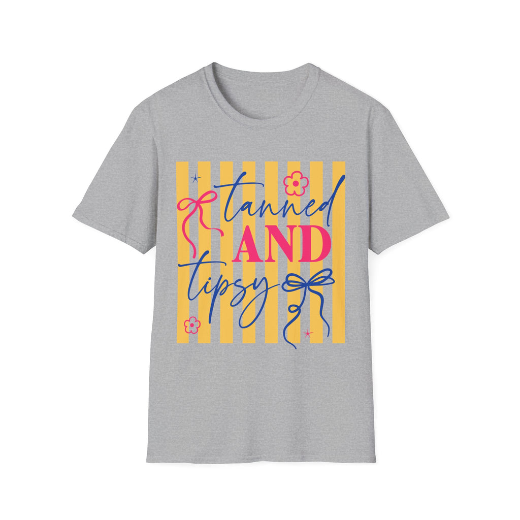 T-Shirt — "Tanned and Tidy" Striped Summer Graphic Tee