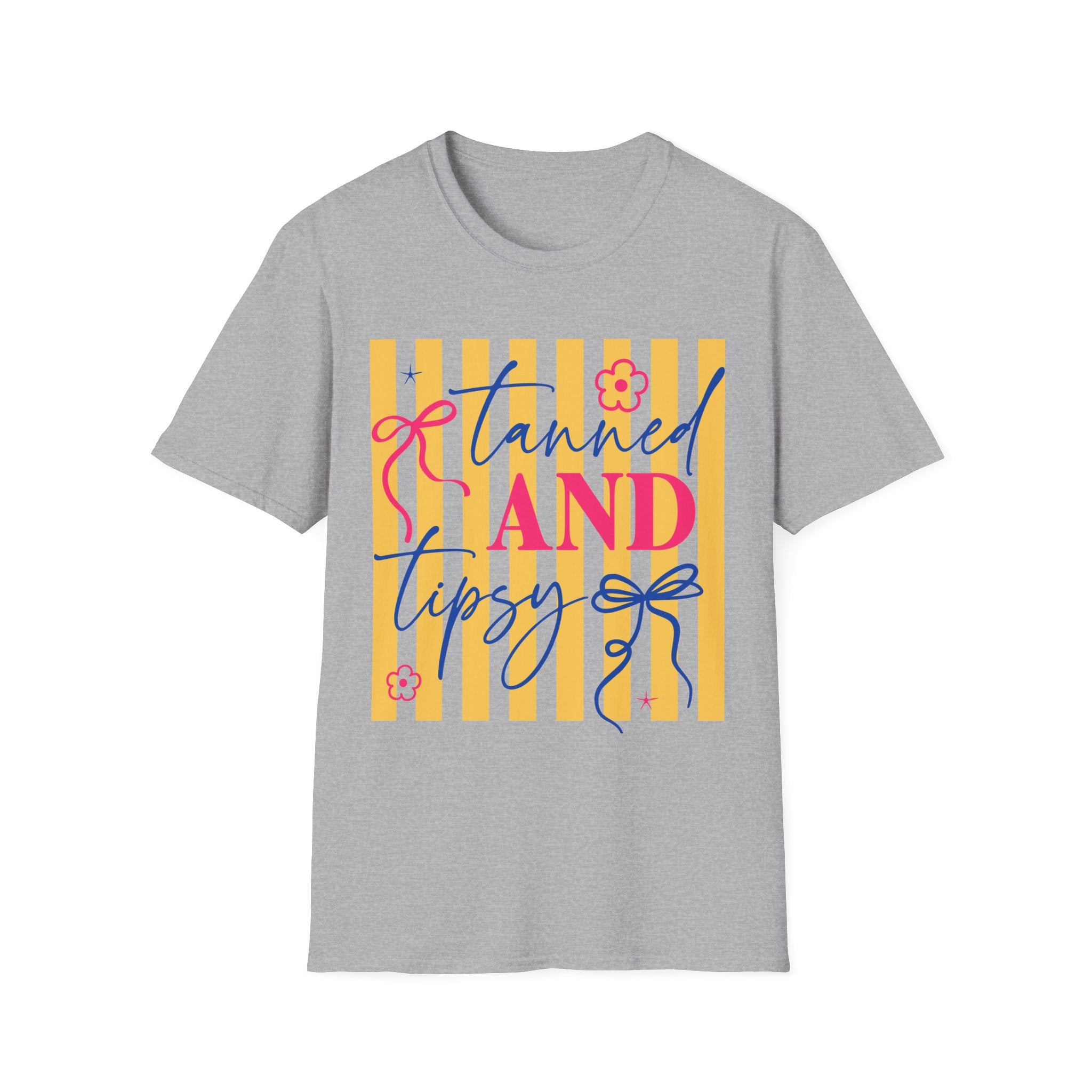 T-Shirt — "Tanned and Tidy" Striped Summer Graphic Tee