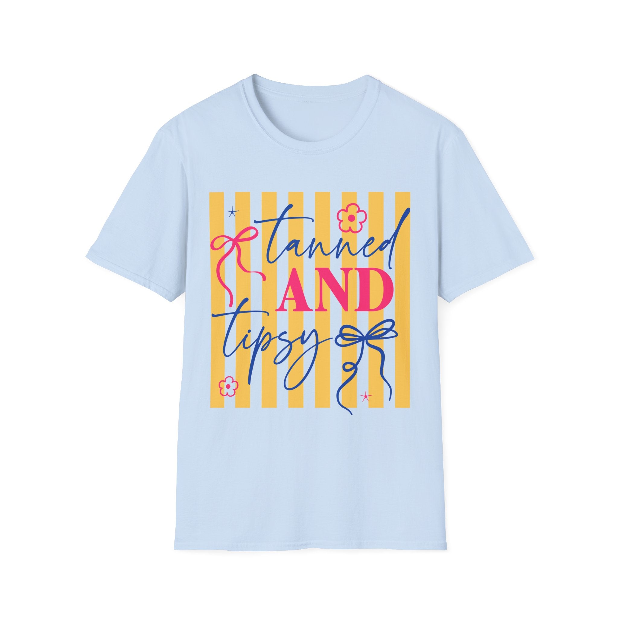T-Shirt — "Tanned and Tidy" Striped Summer Graphic Tee