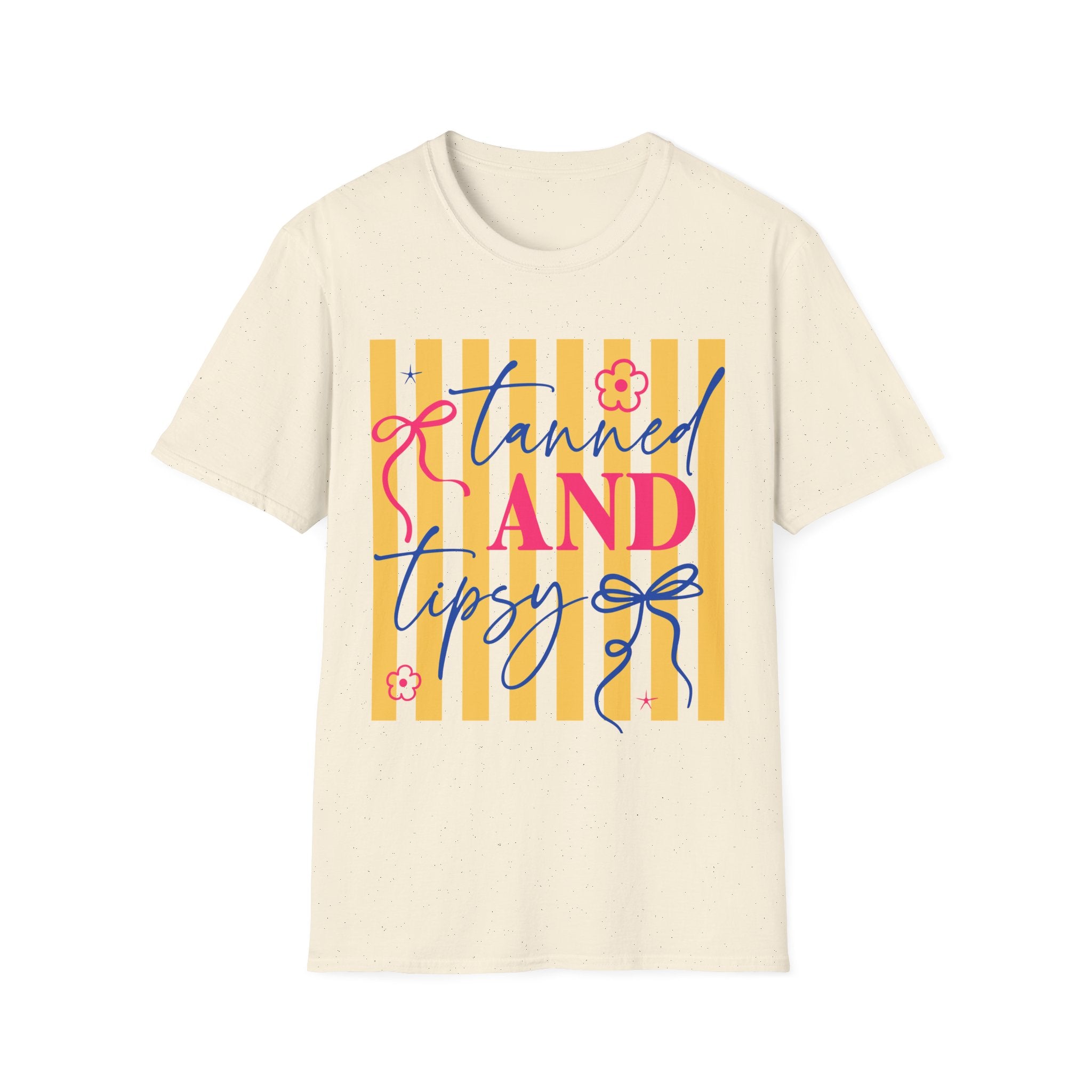 T-Shirt — "Tanned and Tidy" Striped Summer Graphic Tee