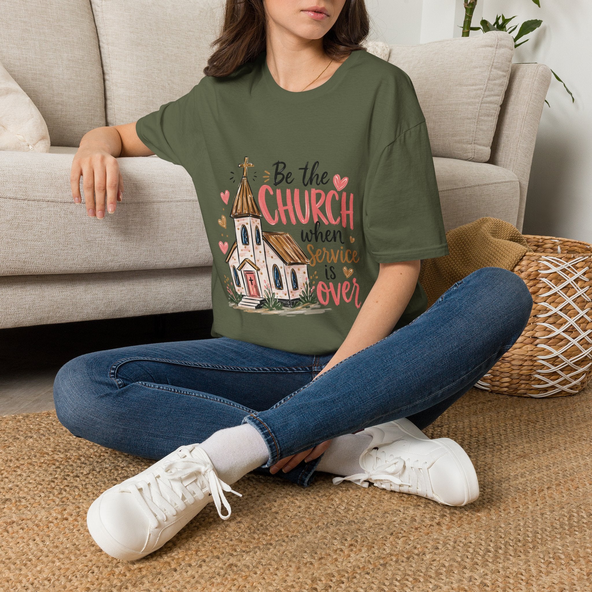 “Be the Church When Service Is Over” Inspirational Christian Tee