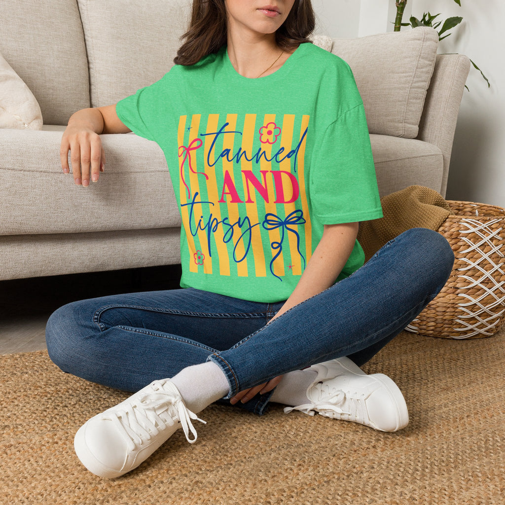 T-Shirt — "Tanned and Tidy" Striped Summer Graphic Tee