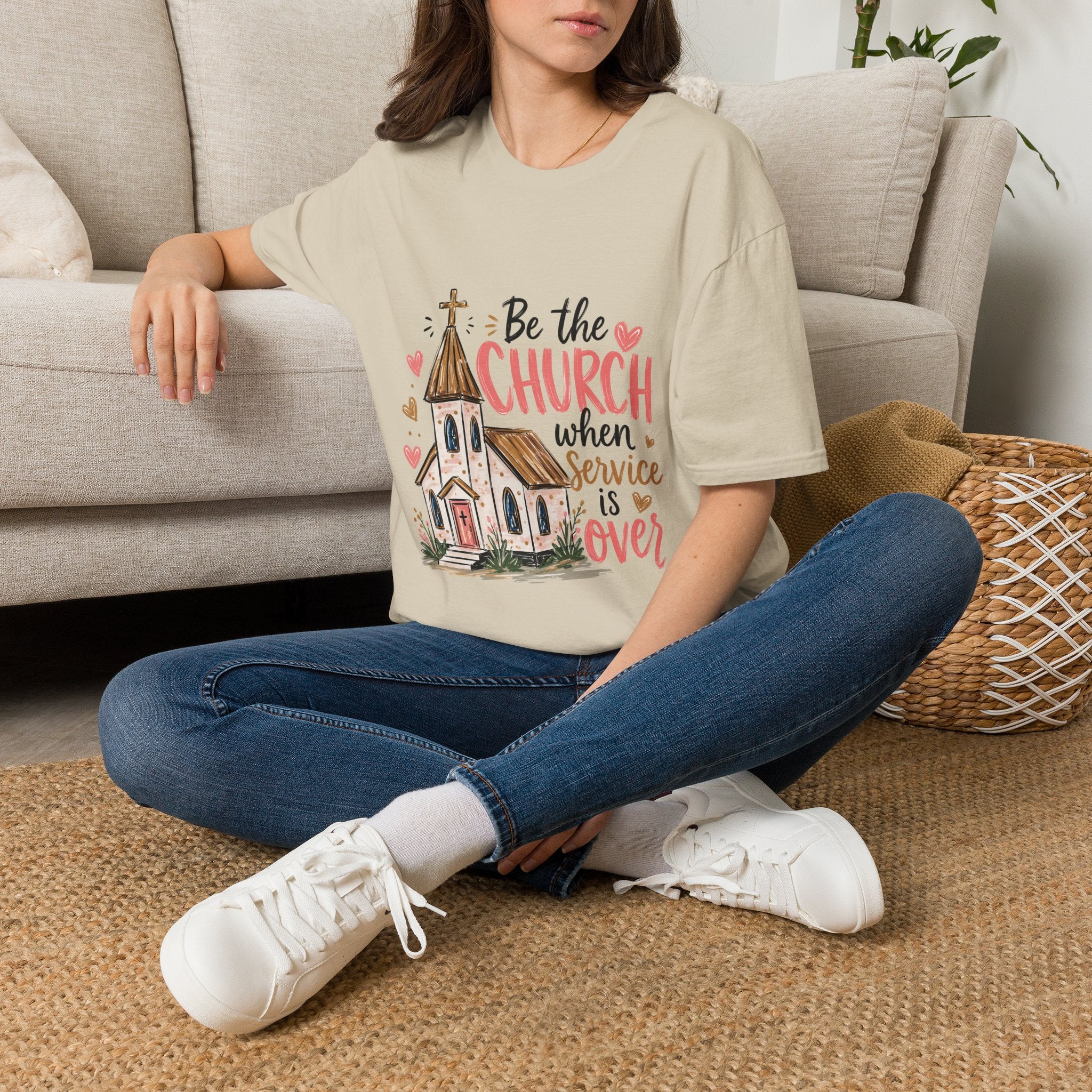 “Be the Church When Service Is Over” Inspirational Christian Tee
