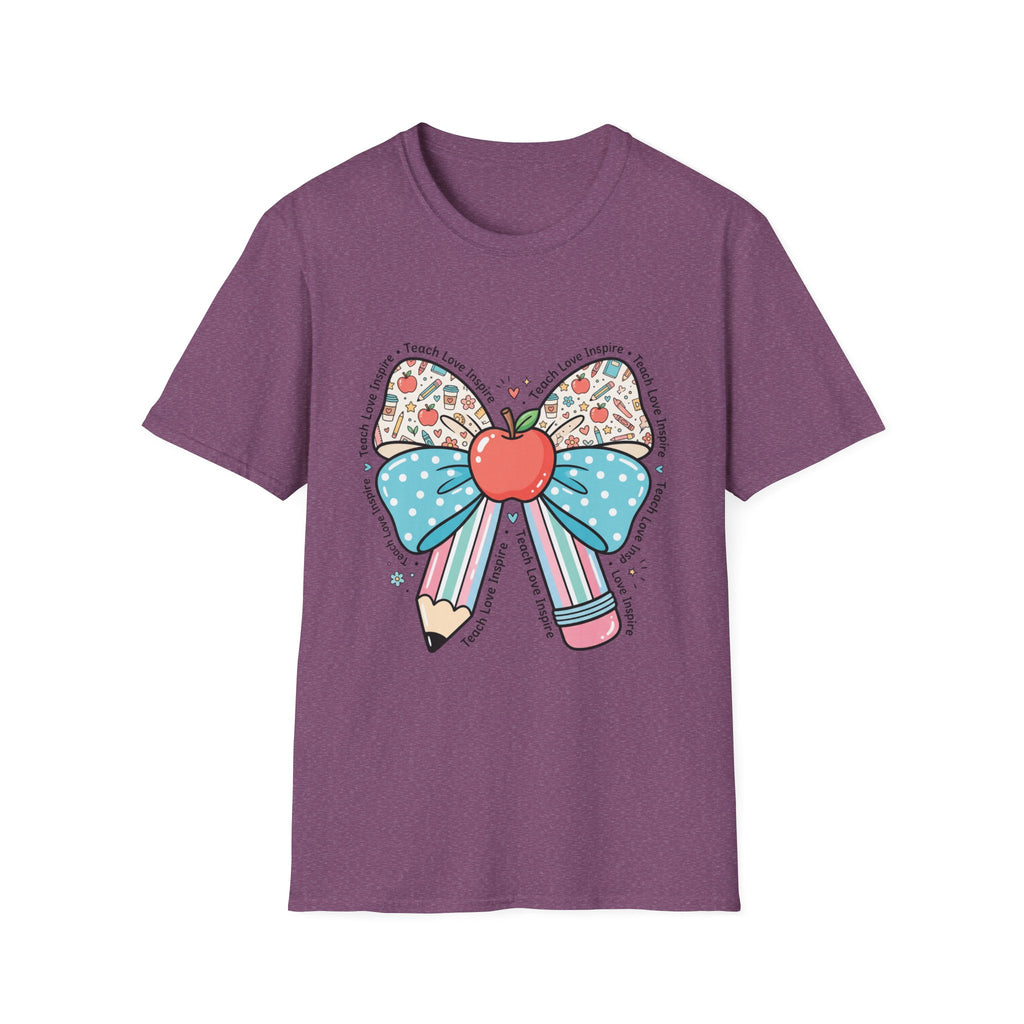Teacher Bow T-Shirt — "Teach, Love, Inspire"