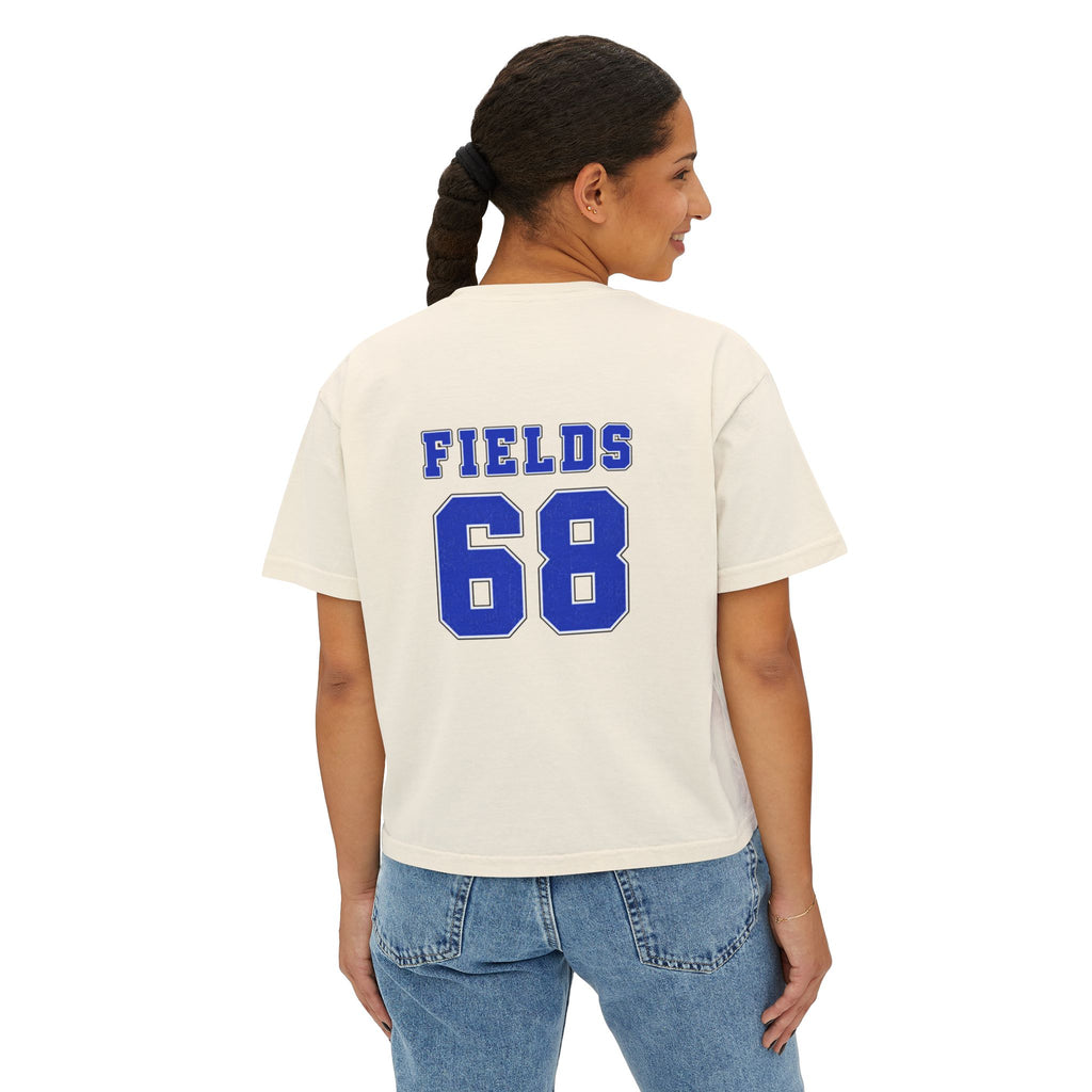 Tree Hill 68 Boxy Tee — Women's Retro Varsity Top (Fields 68 on Back)