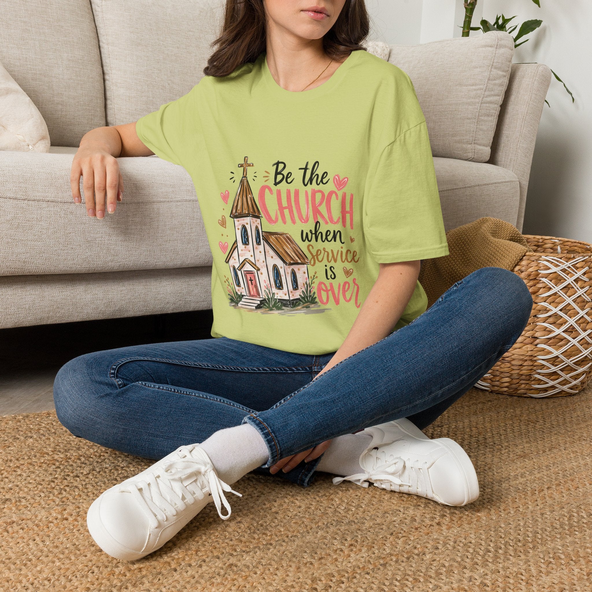 “Be the Church When Service Is Over” Inspirational Christian Tee