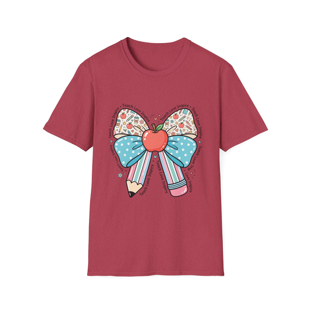 Teacher Bow T-Shirt — "Teach, Love, Inspire"