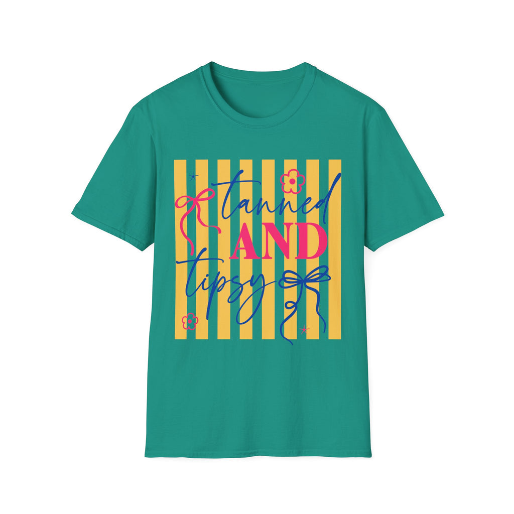 T-Shirt — "Tanned and Tidy" Striped Summer Graphic Tee