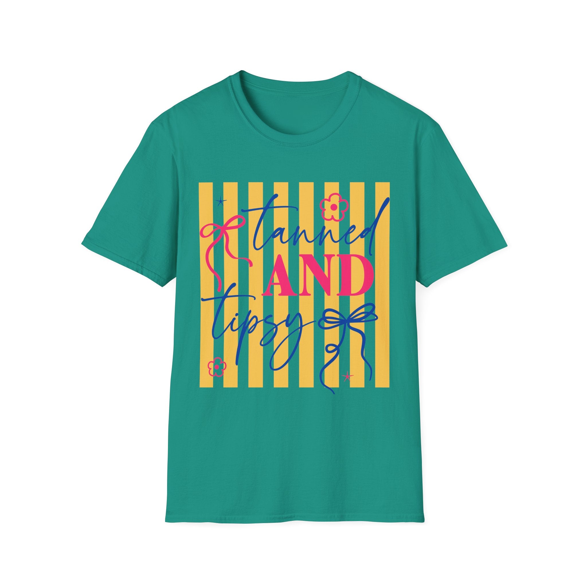 T-Shirt — "Tanned and Tidy" Striped Summer Graphic Tee