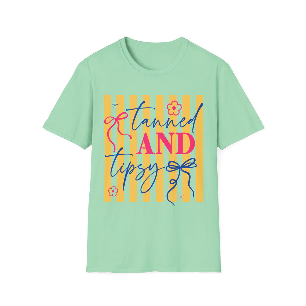 T-Shirt — "Tanned and Tidy" Striped Summer Graphic Tee