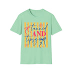 T-Shirt — "Tanned and Tidy" Striped Summer Graphic Tee
