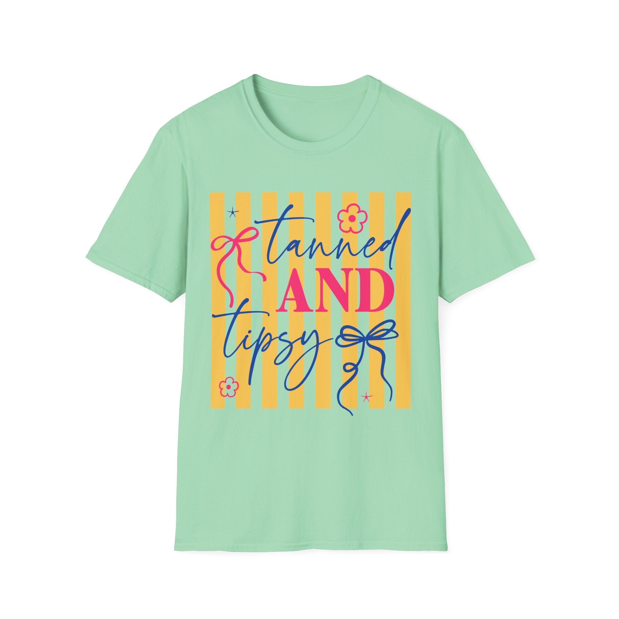 T-Shirt — "Tanned and Tidy" Striped Summer Graphic Tee
