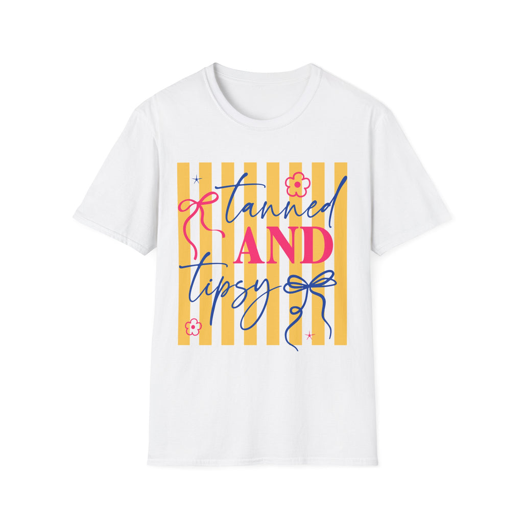 T-Shirt — "Tanned and Tidy" Striped Summer Graphic Tee