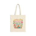 Teacher Floral Tote Bag — “Teach Them, Love Them, Watch Them Grow” Cotton Canvas Gift
