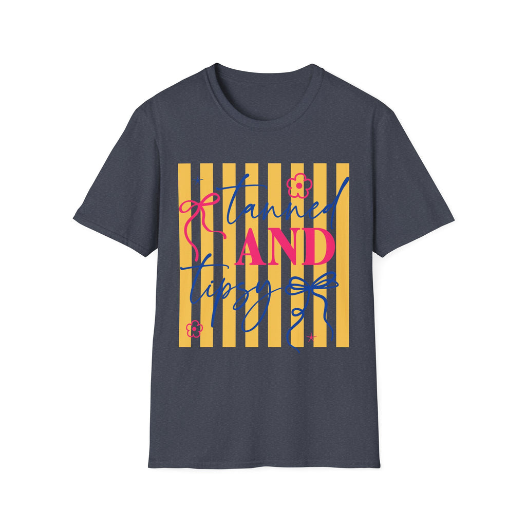 T-Shirt — "Tanned and Tidy" Striped Summer Graphic Tee