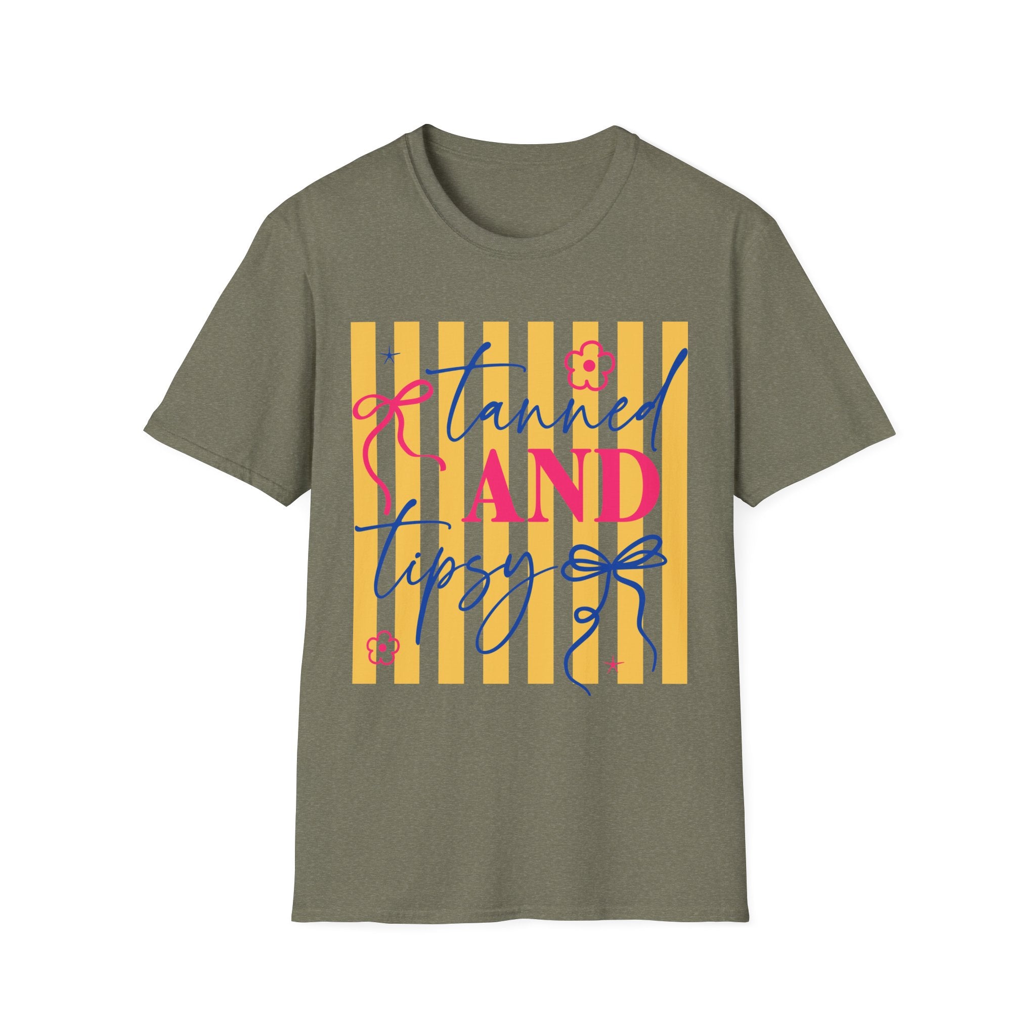T-Shirt — "Tanned and Tidy" Striped Summer Graphic Tee