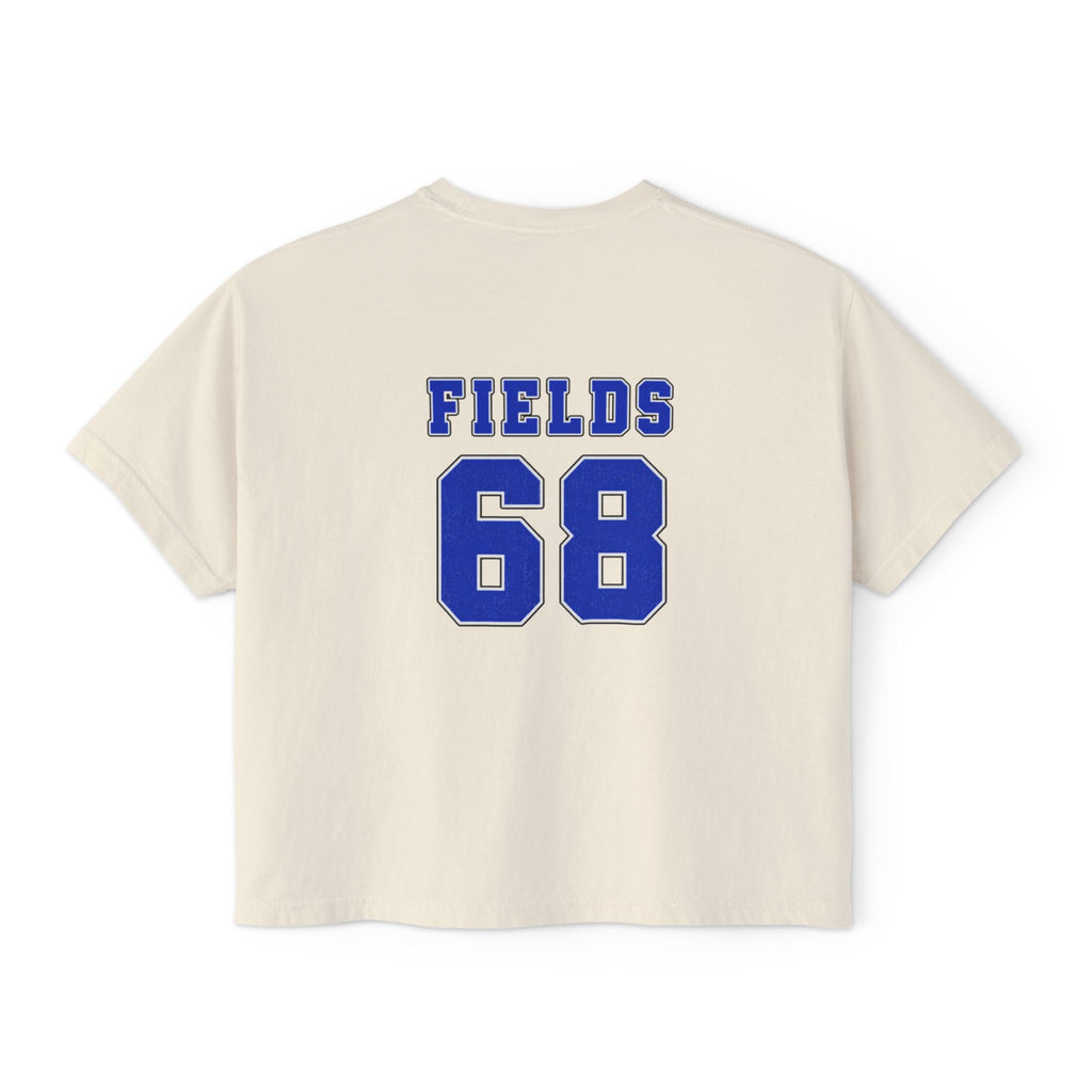 Tree Hill 68 Boxy Tee — Women's Retro Varsity Top (Fields 68 on Back)