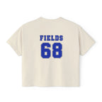Tree Hill 68 Boxy Tee — Women's Retro Varsity Top (Fields 68 on Back)