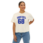 Tree Hill 68 Boxy Tee — Women's Retro Varsity Top (Fields 68 on Back)
