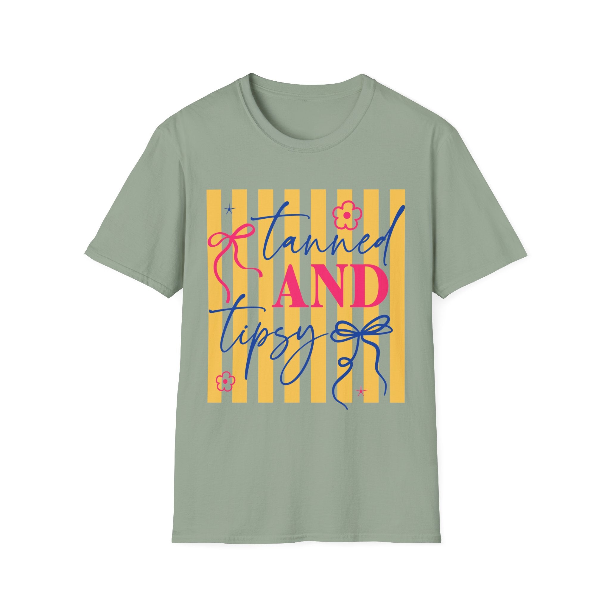 T-Shirt — "Tanned and Tidy" Striped Summer Graphic Tee