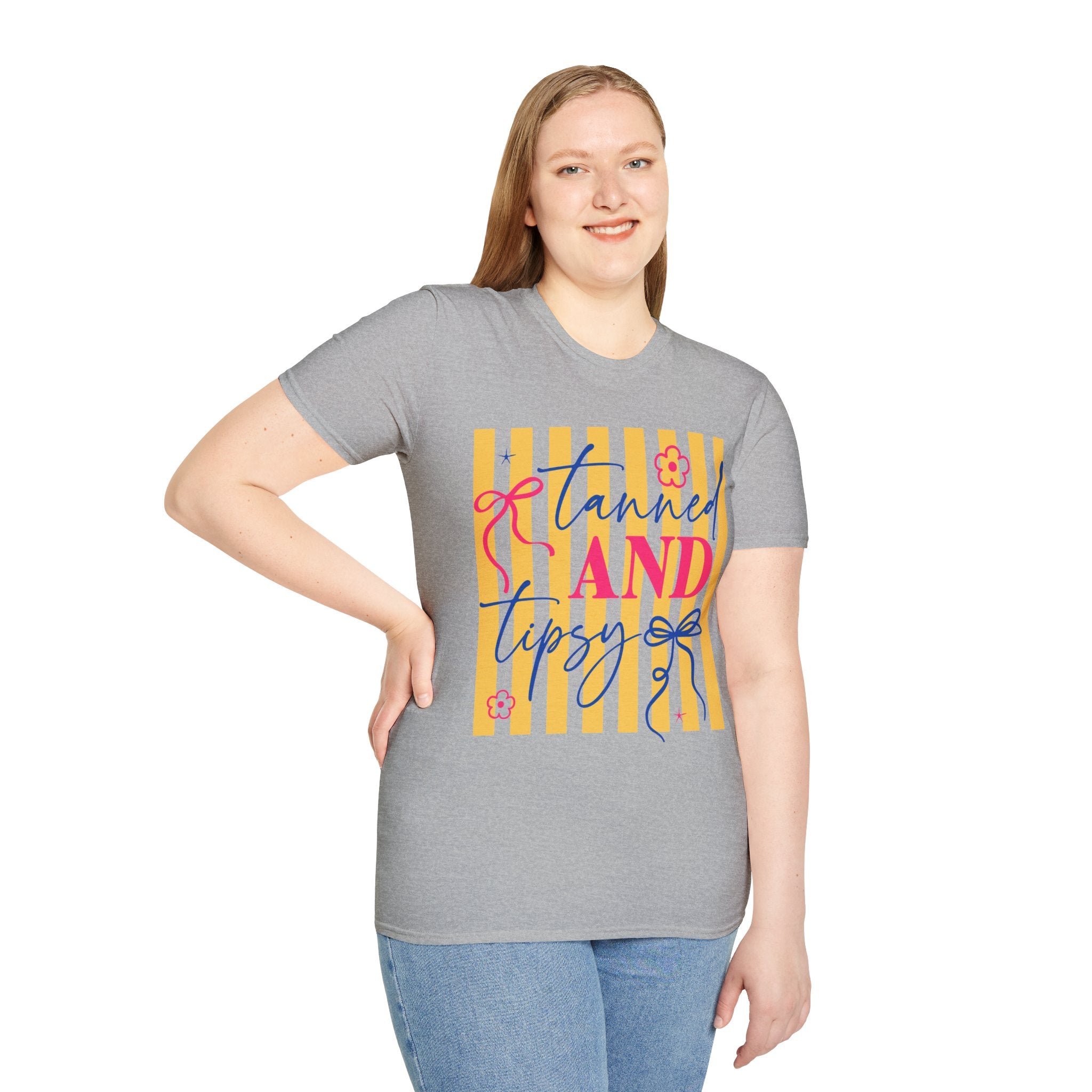 T-Shirt — "Tanned and Tidy" Striped Summer Graphic Tee