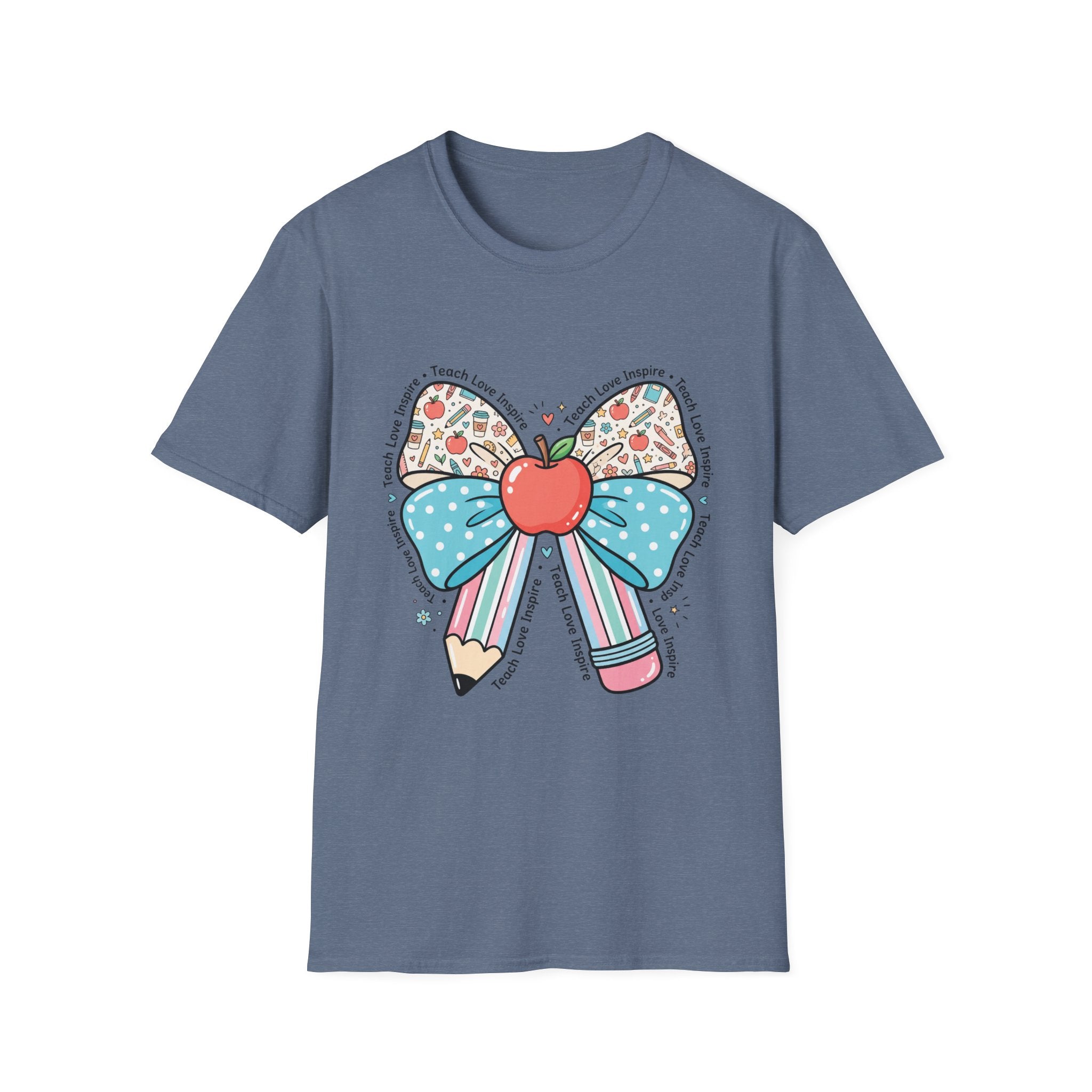 Teacher Bow T-Shirt — "Teach, Love, Inspire"