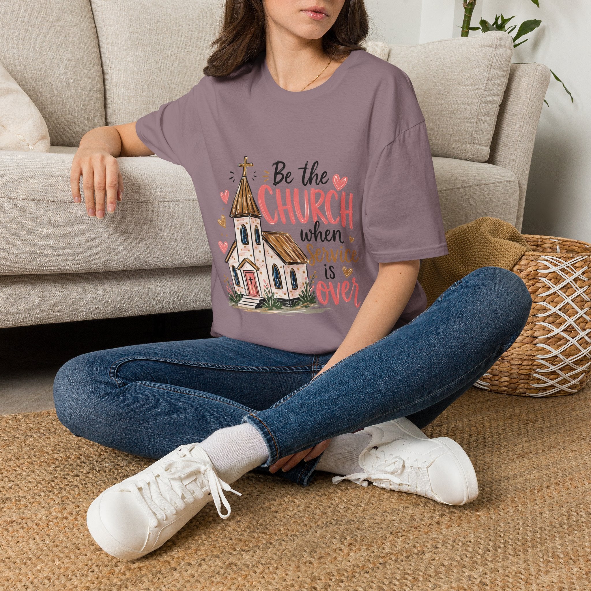 “Be the Church When Service Is Over” Inspirational Christian Tee