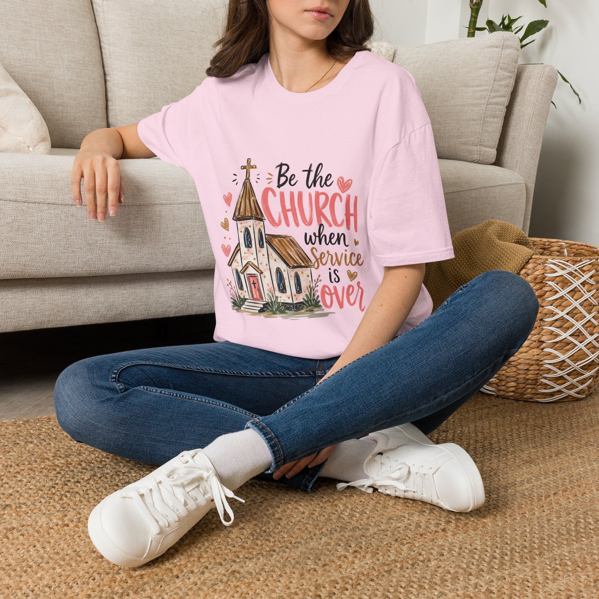 “Be the Church When Service Is Over” Inspirational Christian Tee