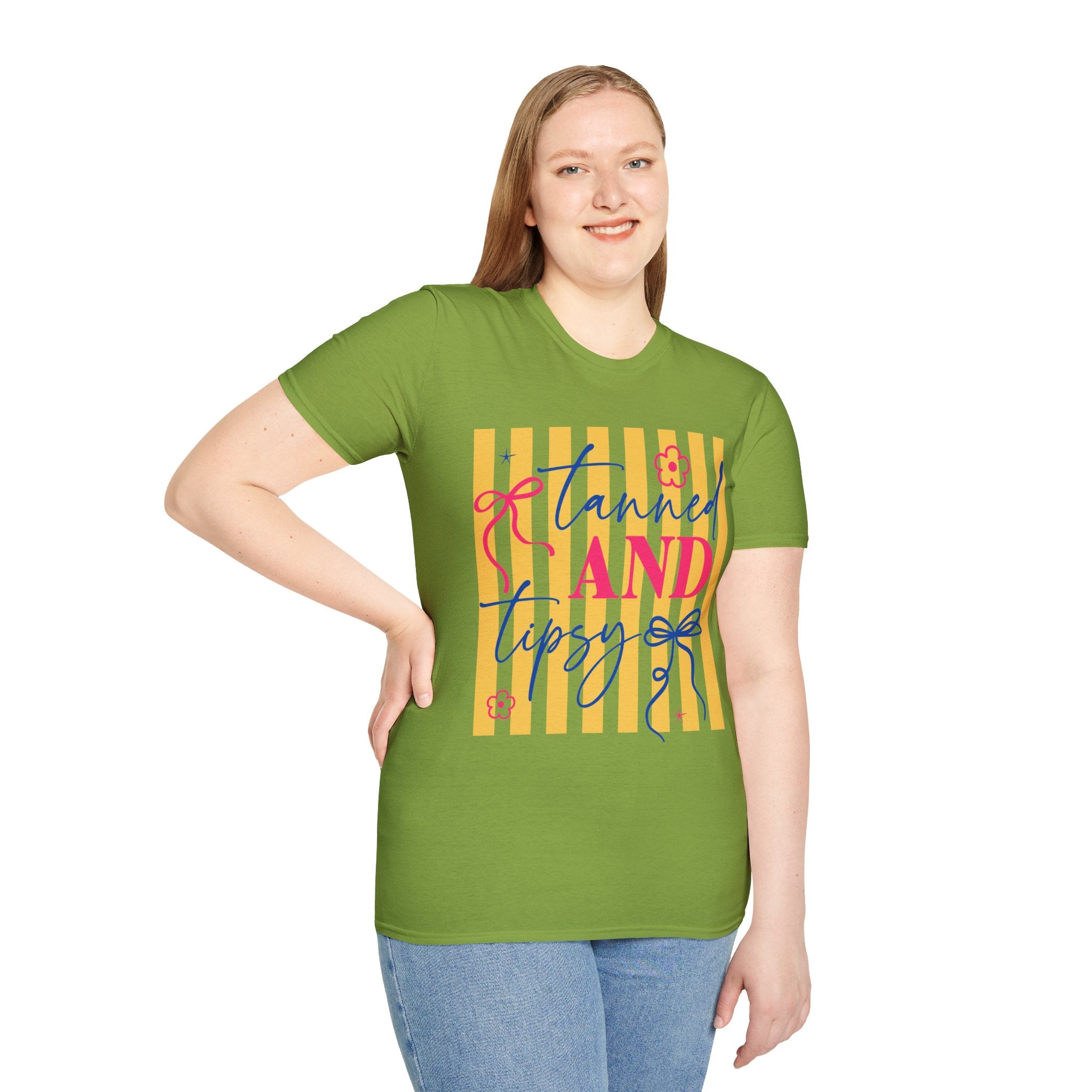 T-Shirt — "Tanned and Tidy" Striped Summer Graphic Tee