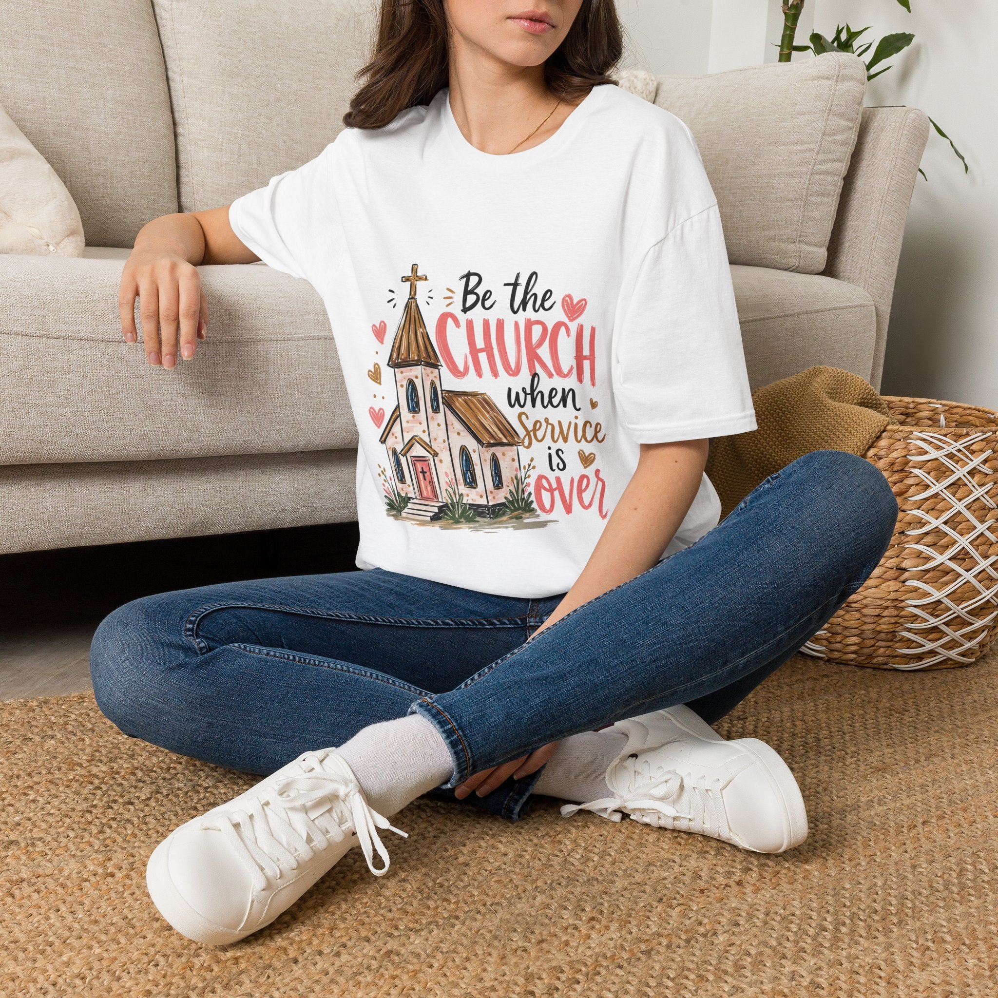 “Be the Church When Service Is Over” Inspirational Christian Tee
