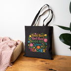 Teacher Floral Tote Bag — “Teach Them, Love Them, Watch Them Grow” Cotton Canvas Gift