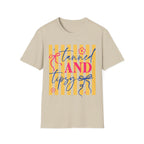 T-Shirt — "Tanned and Tidy" Striped Summer Graphic Tee
