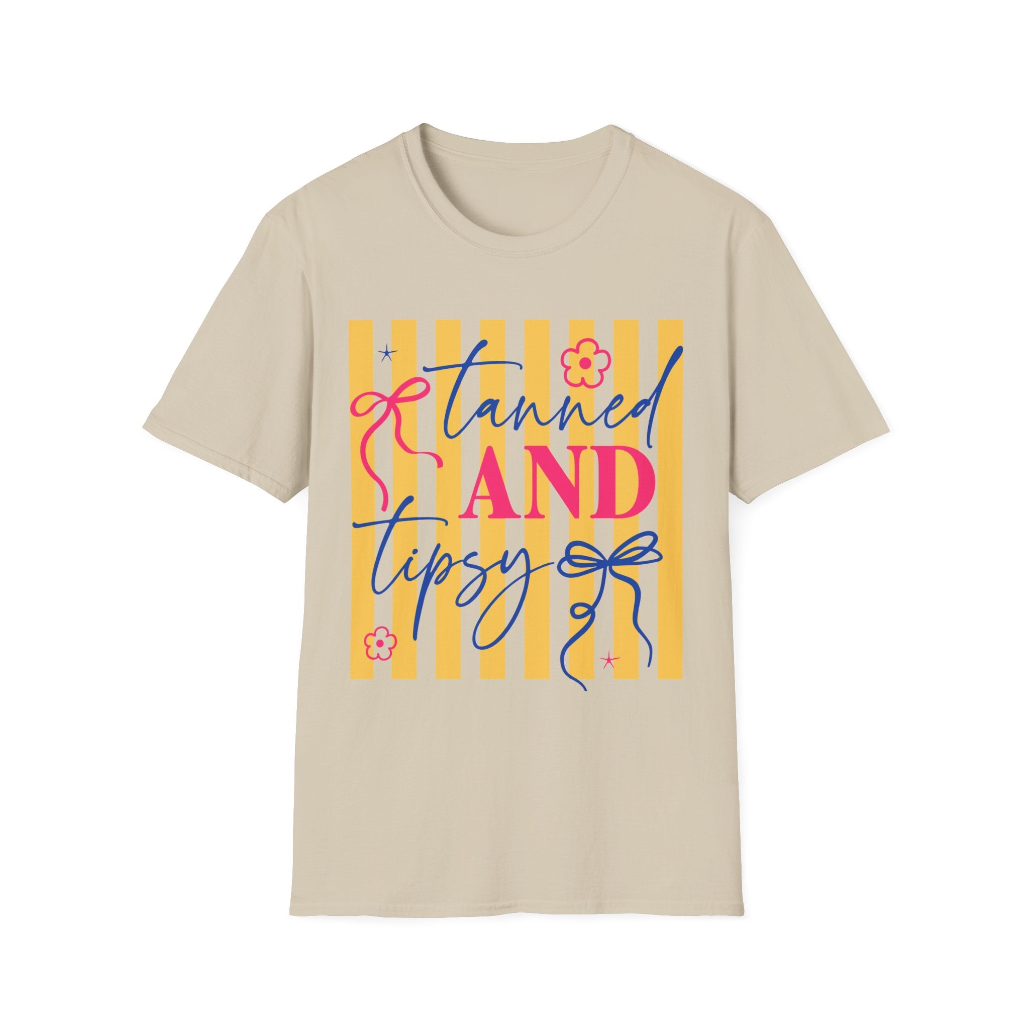 T-Shirt — "Tanned and Tidy" Striped Summer Graphic Tee
