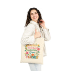 Teacher Floral Tote Bag — “Teach Them, Love Them, Watch Them Grow” Cotton Canvas Gift