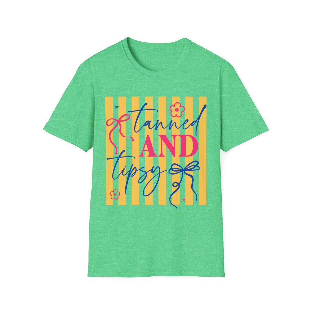 T-Shirt — "Tanned and Tidy" Striped Summer Graphic Tee