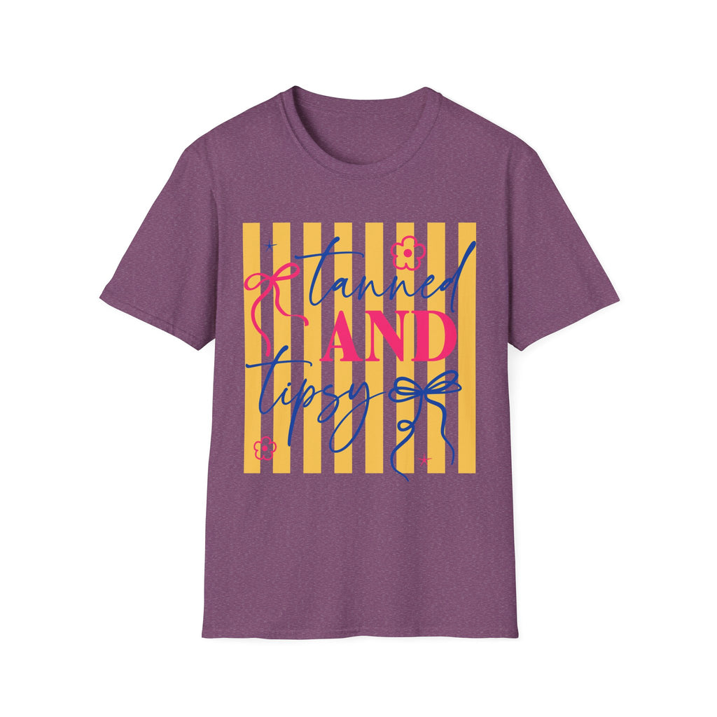T-Shirt — "Tanned and Tidy" Striped Summer Graphic Tee